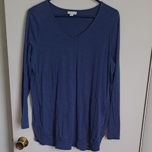 J. Jill Deep Blue Long Sleeve V-Neck Top